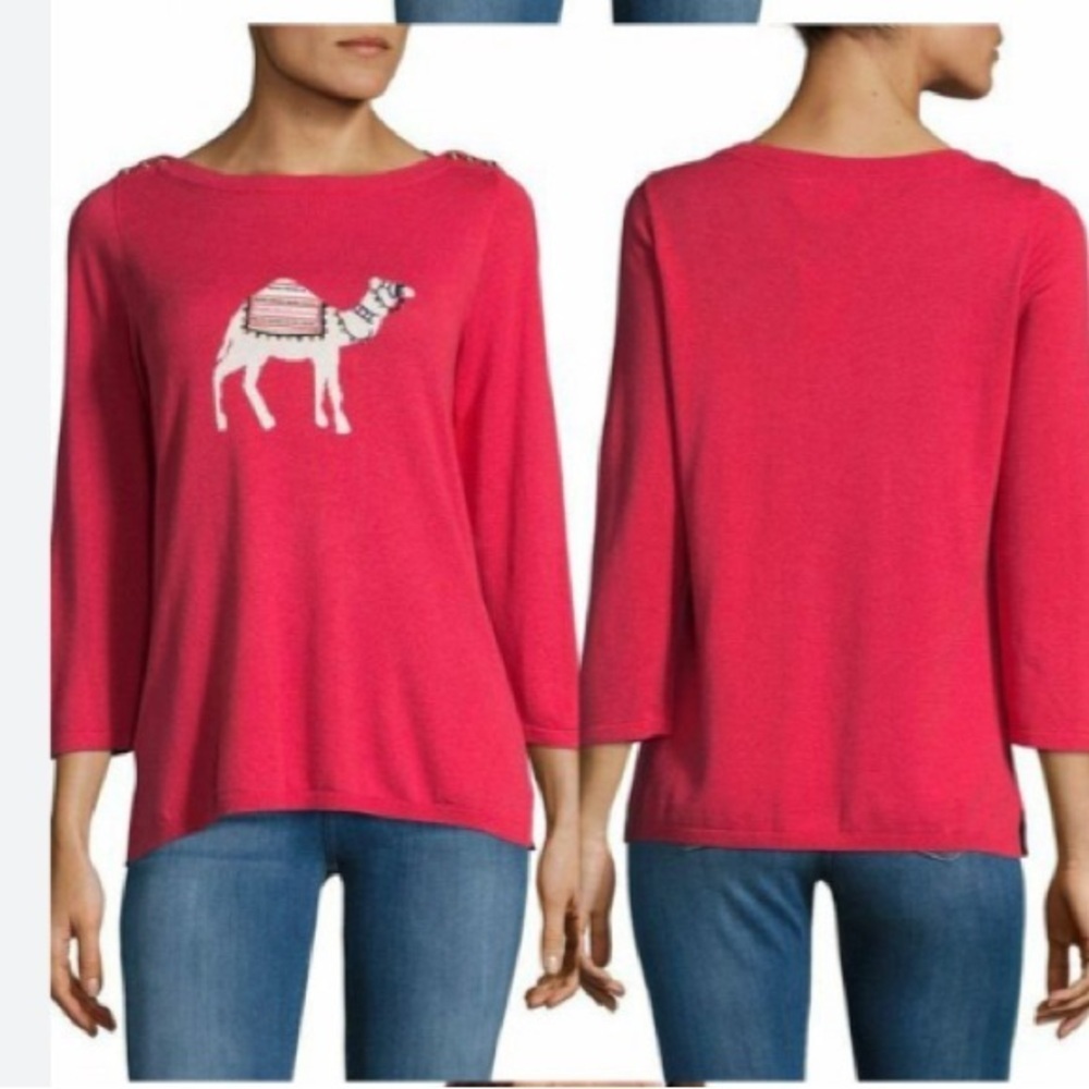 NWT Rafaella Weekend Camel Beaded Sweater Russet Pink Size Small
